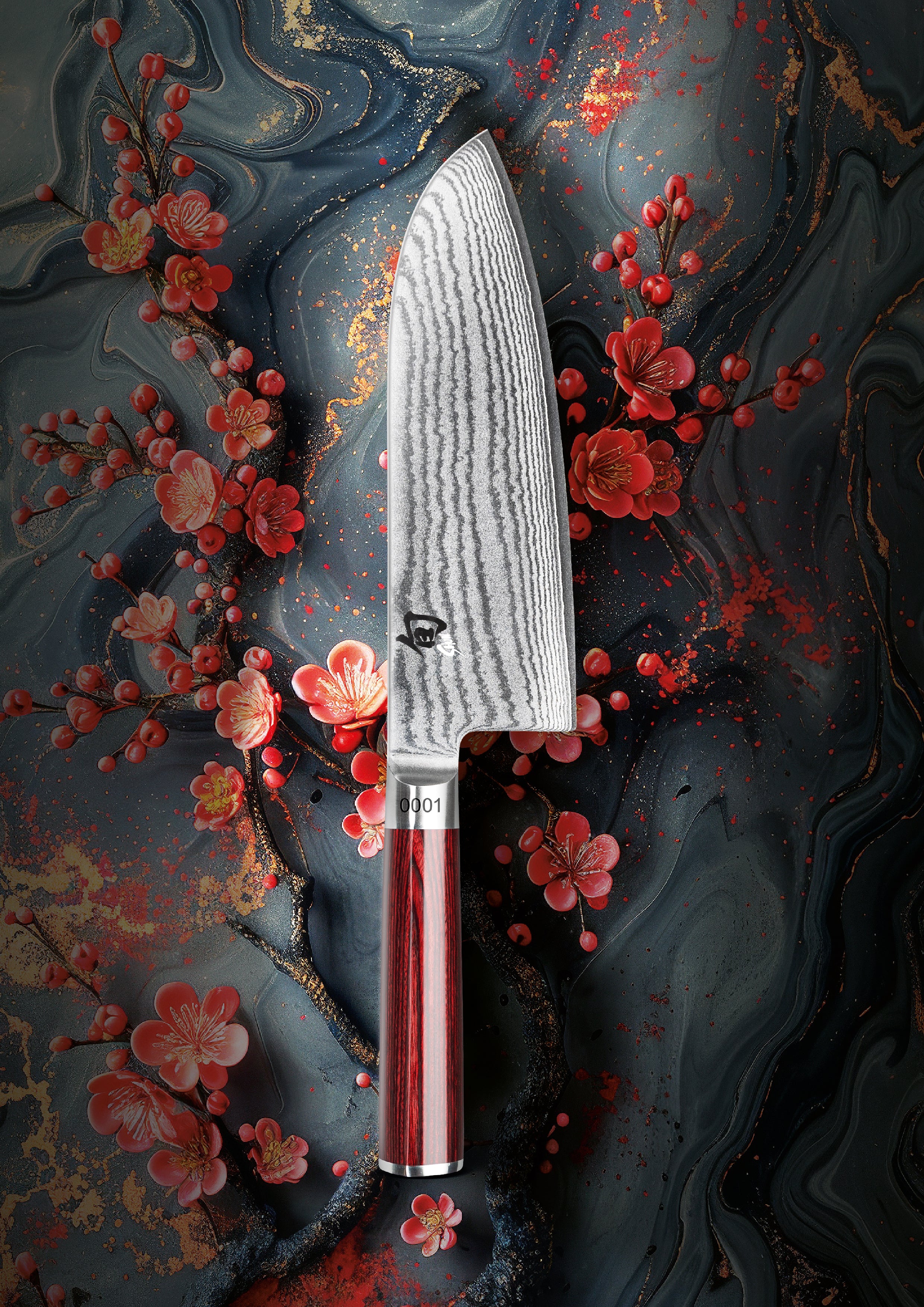 Kai Santoku Shun Classic Red - limitierte Edition