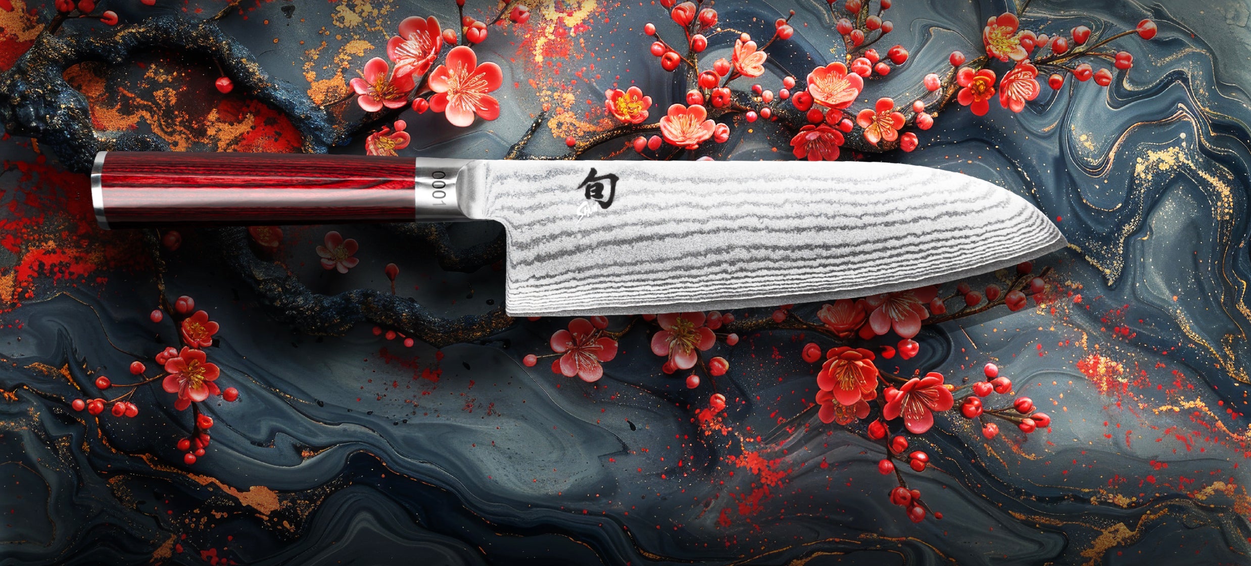 Kai Santoku Shun Classic Red - limitierte Edition
