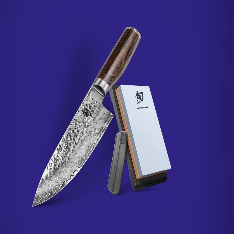 Kai Chefmesser Premier Tim Mälzer + Kombischleifstein + Schärfhilfe